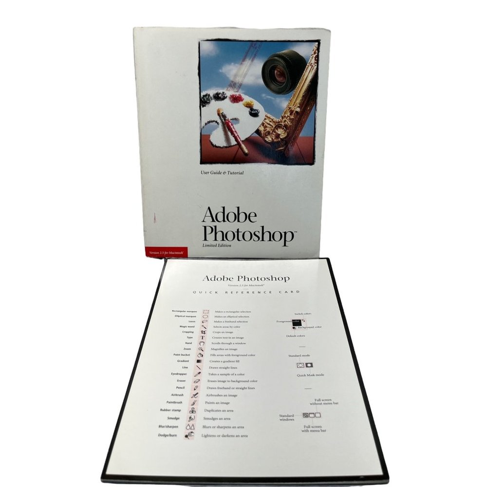 Adobe Photoshop 2.5 User Guide Reference Card Manual Vintage Apple Macintosh Mac